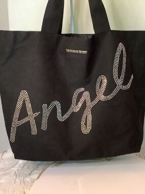 EUC Victoria Secret Angel studded tote black travel overnight